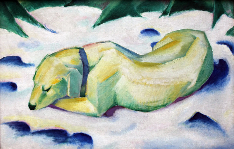 Liggande hund i snön - Franz Marc