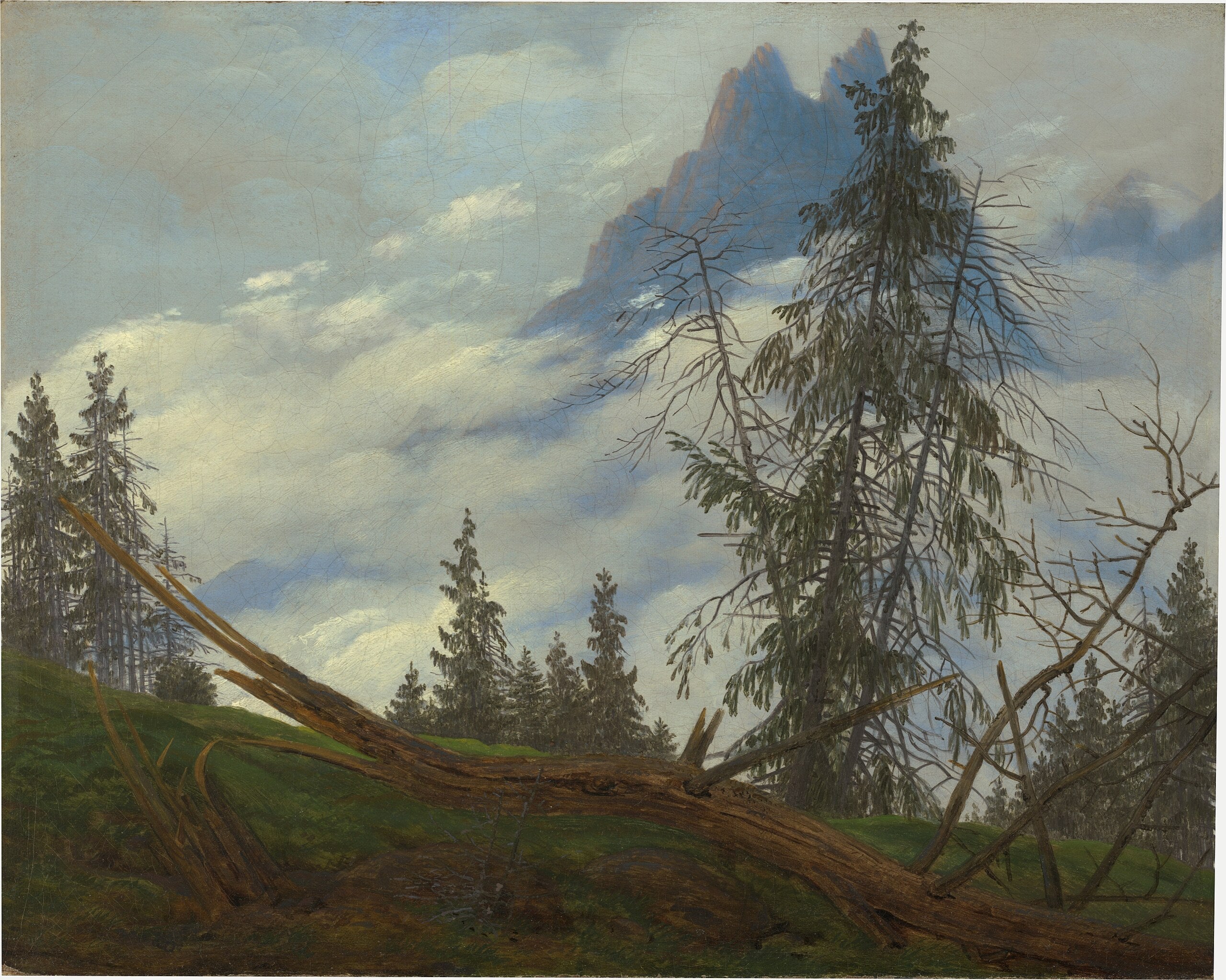 Bergstopp med drivande moln - Caspar David Friedrich
