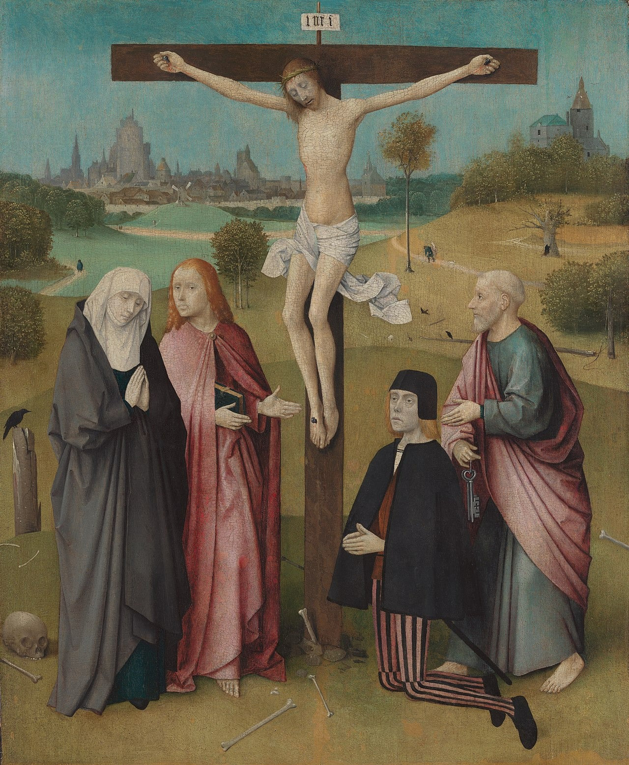 Korsfästelse med en donator - Hieronymus Bosch