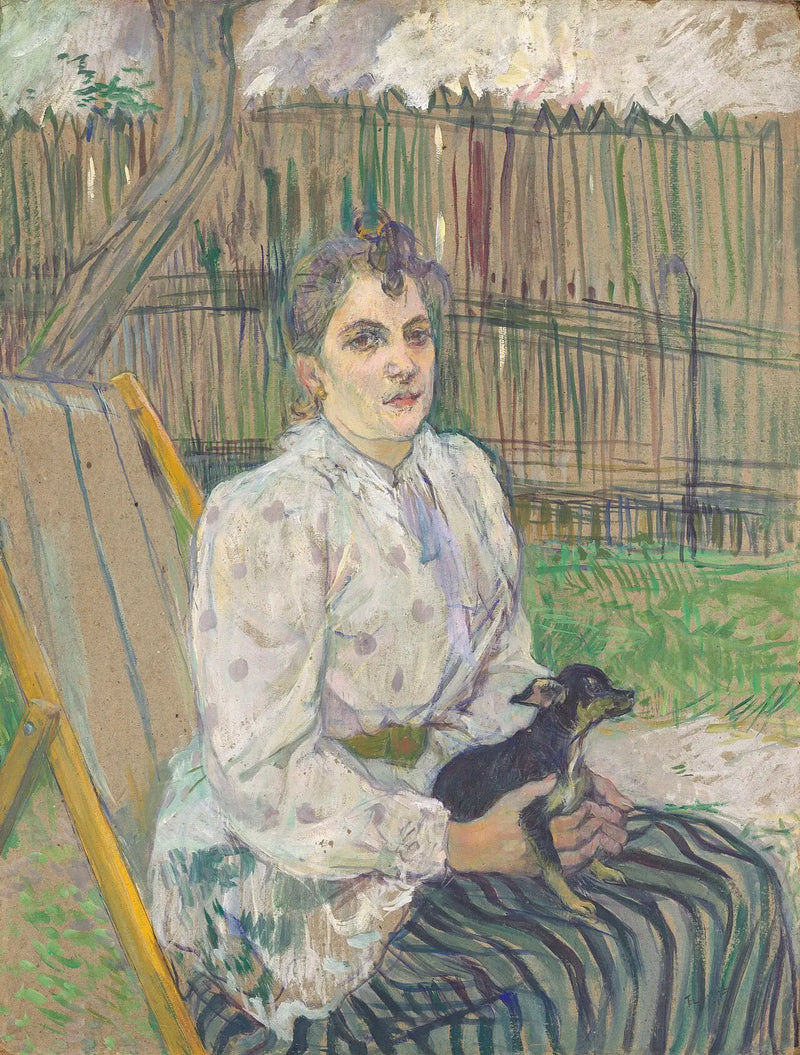 Dam med en hund - Henri de Toulouse-Lautrec