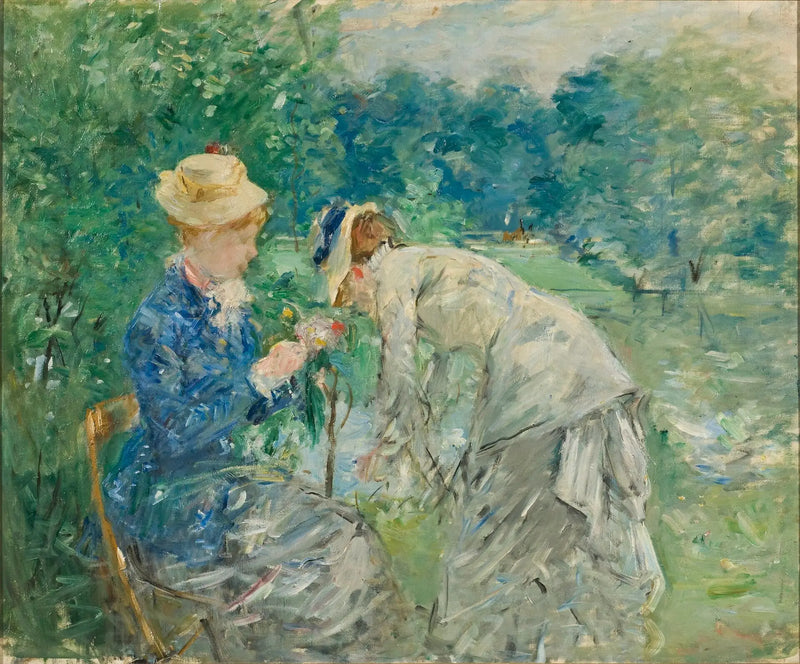 Damer som plockar blommor - Berthe Morisot