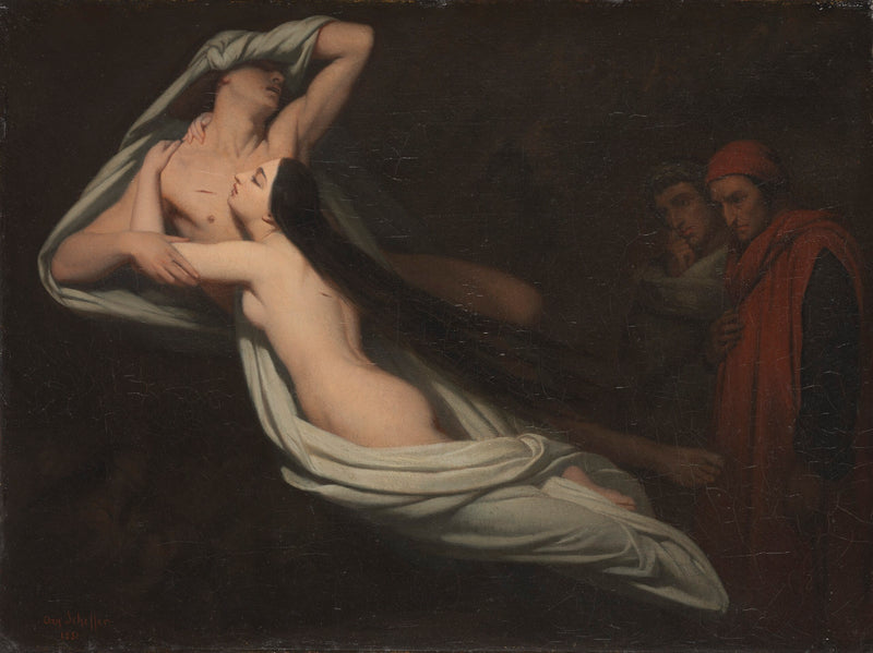 Dante och Virgilio möter Francesca da Rimini och Paolo's skuggor - Ary Scheffer