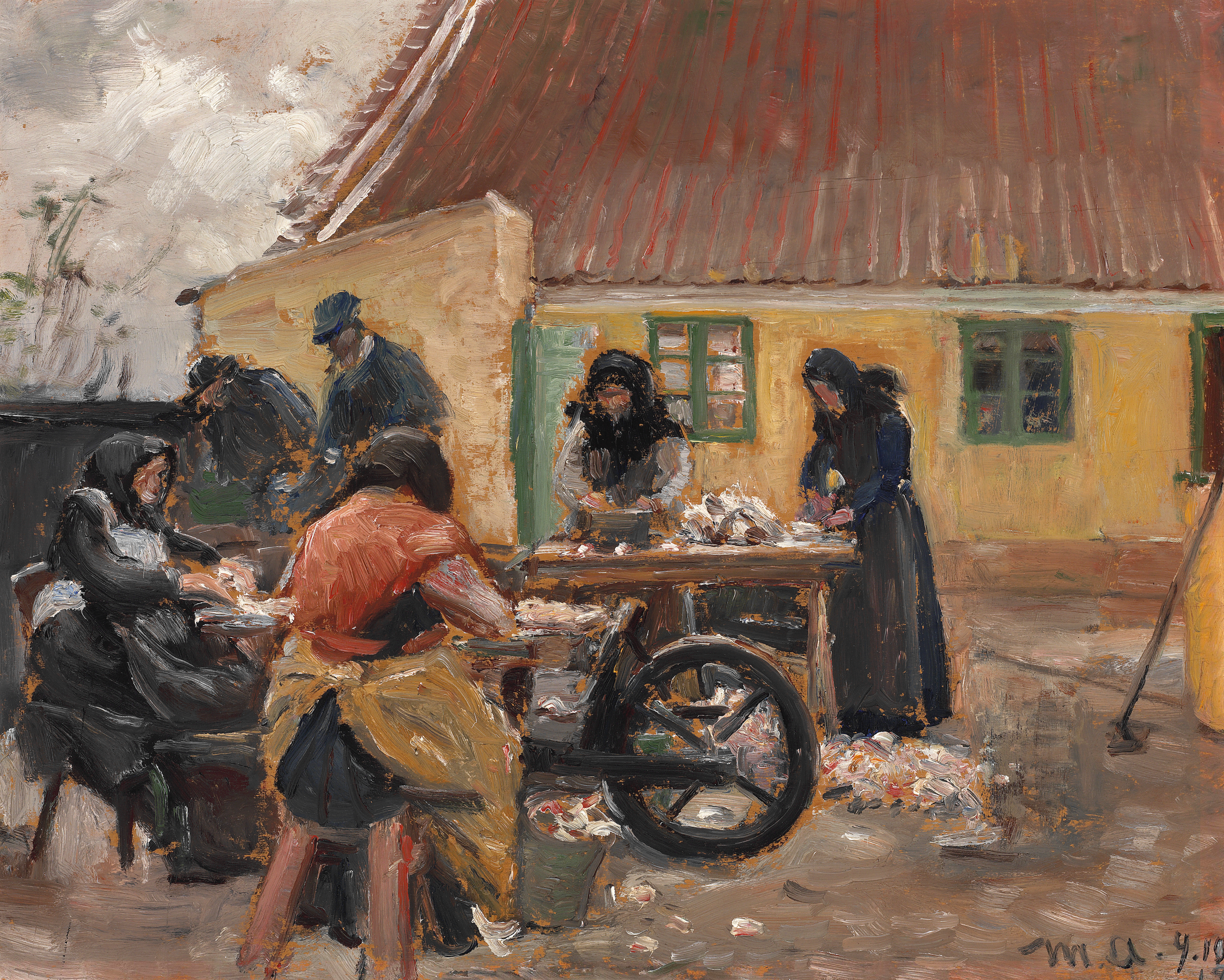 Des femmes de Skagen nettoient du poisson. - Michael Peter Ancher