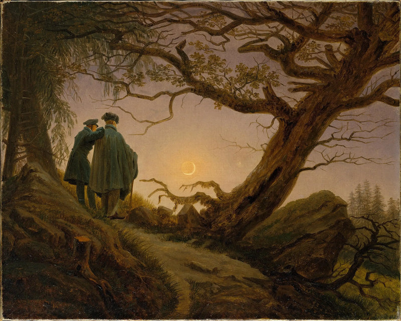 Två män som betraktar månen - Caspar David Friedrich