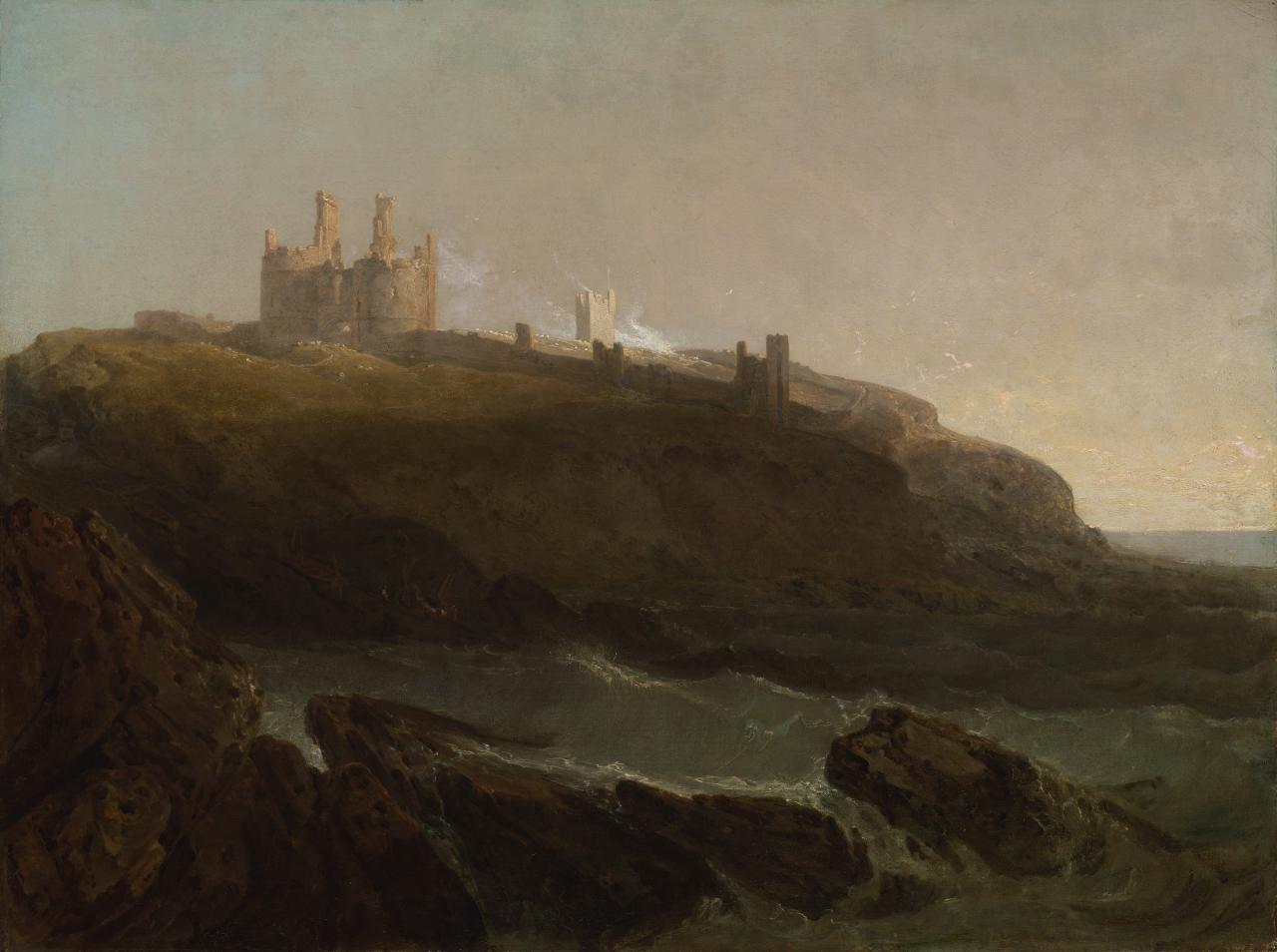 Dunstanburgh Castle, nordöstra kusten av Northumberland, soluppgång efter en blåsigt natt - J. M. W. Turner