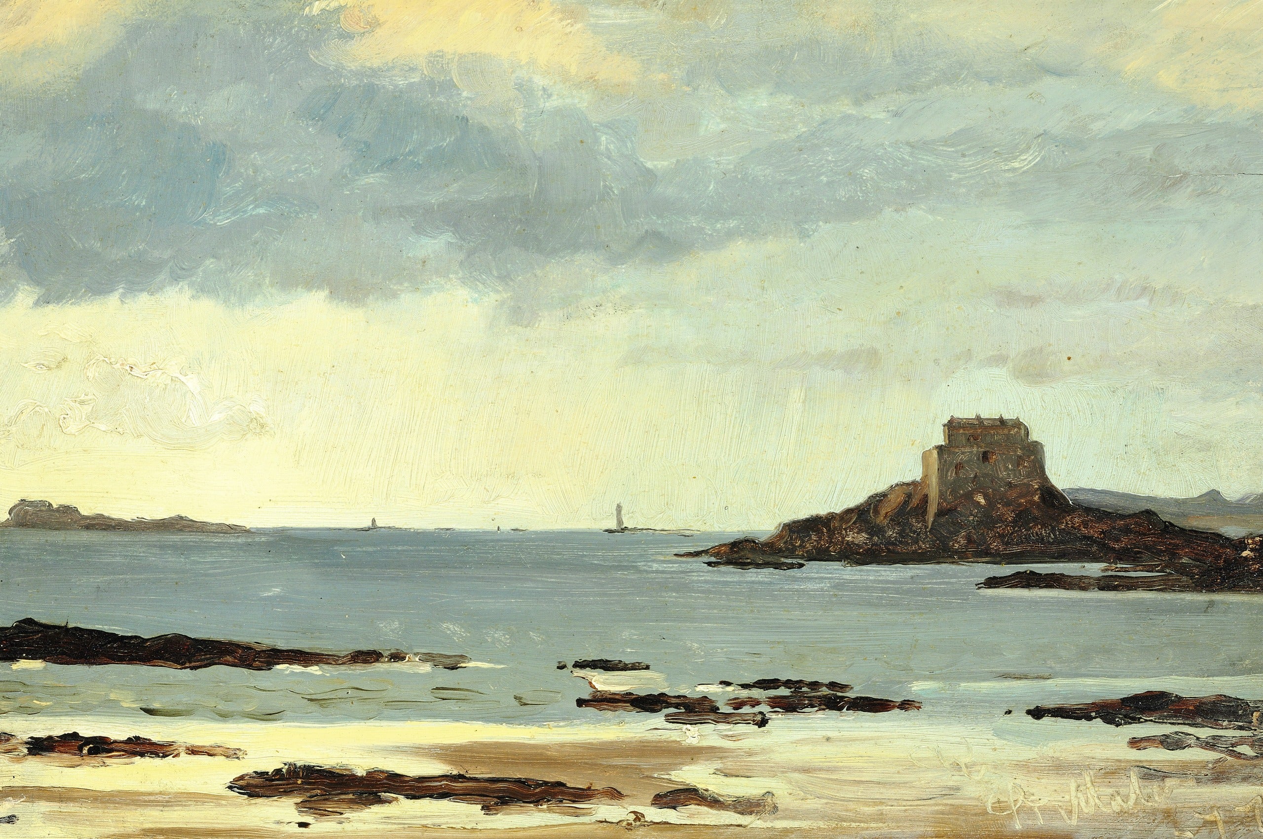 Studie av stranden i grått väder i Saint-Malo - Peder Severin Krøyer