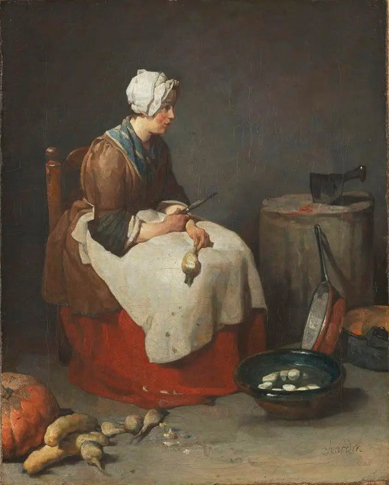 Kvinna som skalar rovor - Jean Simeón Chardin