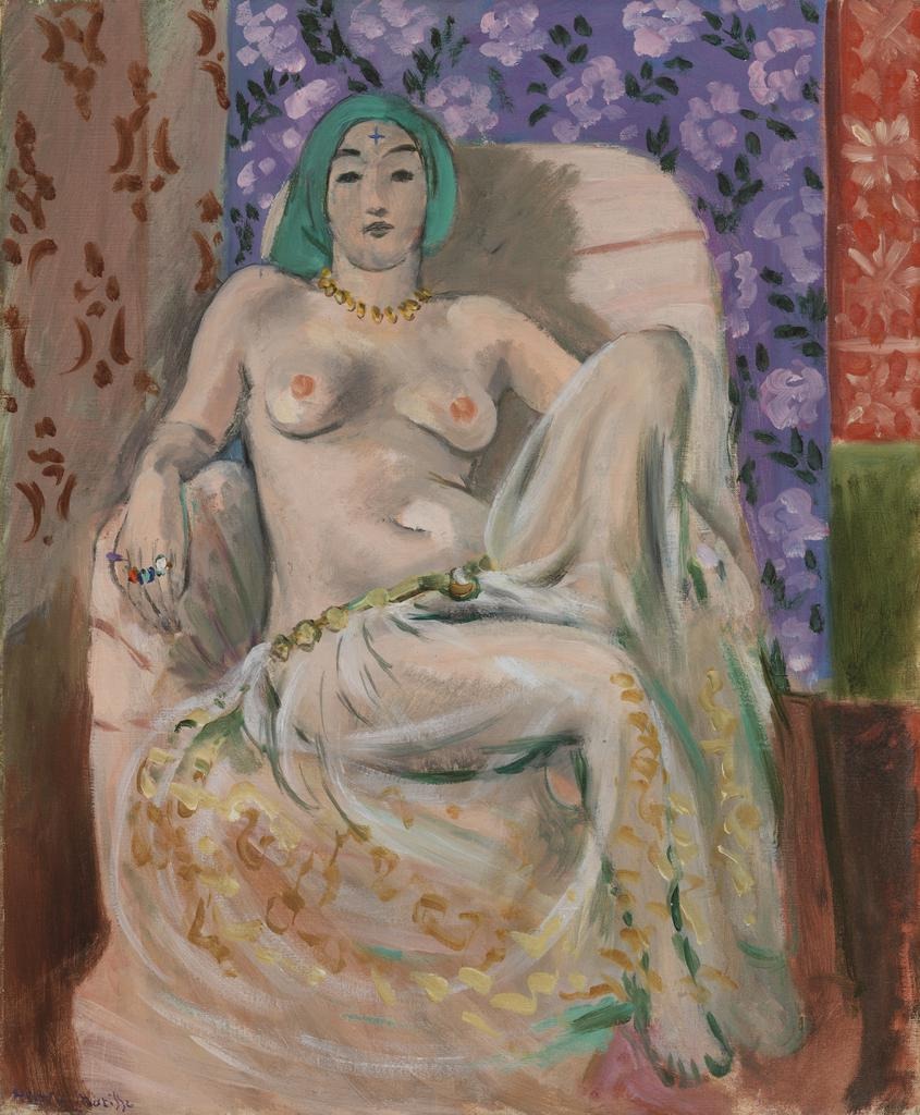 Reproduction du tableau « Femme mauresque (Le Genou levé) [Femme mauresque (Le Genou levé)] - Henri Matisse » par Alpha Reproduction en peinture à l’huile