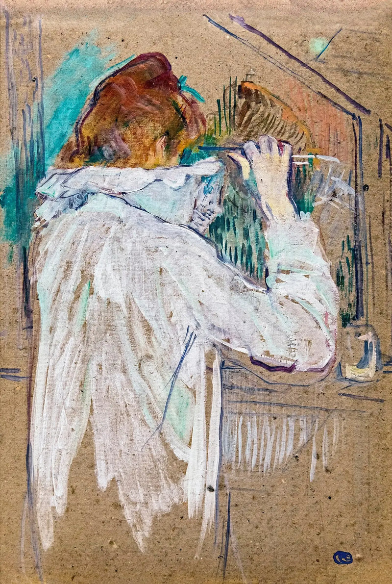 Kvinna som lockar håret - Henri de Toulouse-Lautrec