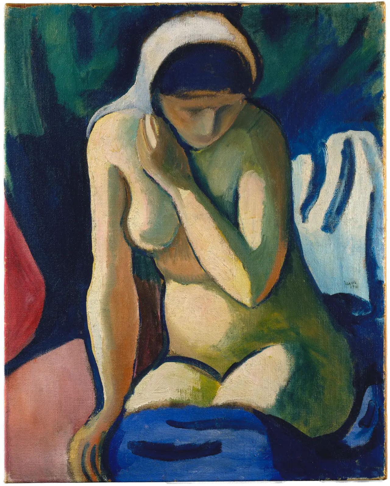 Reproduction du tableau « Fille nue avec foulard - August Macke » par Alpha Reproduction en peinture à l’huile