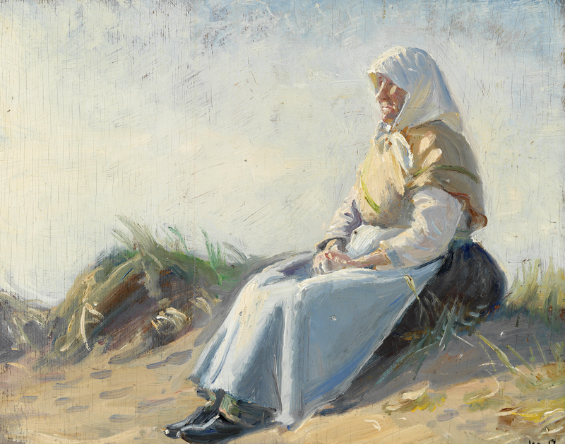L'épouse d'Anker Nelle assise dans les dunes de Skagen. - Michael Peter Ancher
