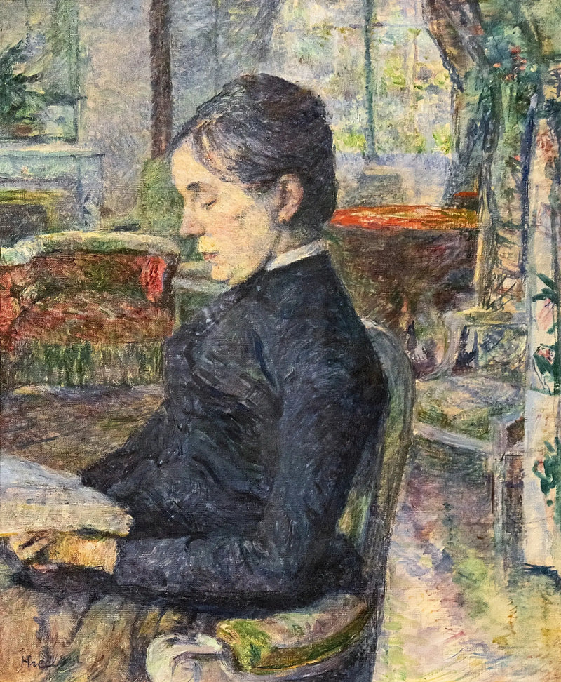 Grevinnan Adèle de Toulouse-Lautrec i salongen på Château de Malromé - Henri de Toulouse-Lautrec