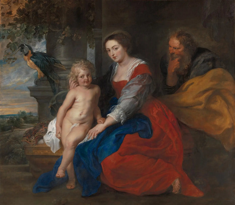 Den heliga familjen med papegojan - Peter Paul Rubens