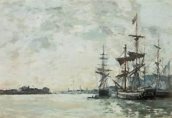 Le Havre, fartyg förankrade i hamnen - Eugène Boudin