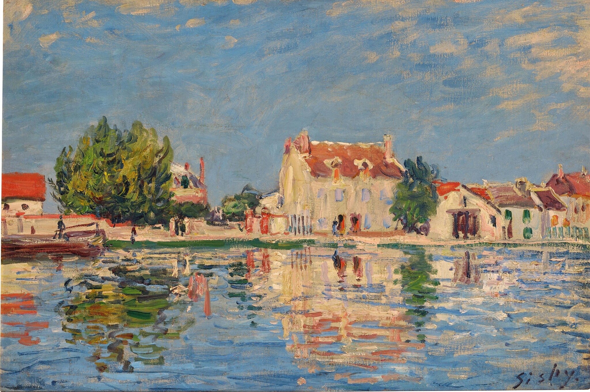 Reproduction du tableau « Le canal du Loing à Saint-Mammès - Alfred Sisley » par Alpha Reproduction en peinture à l’huile