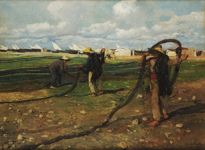 Fiskarna samlar sina nät - Joaquín Sorolla