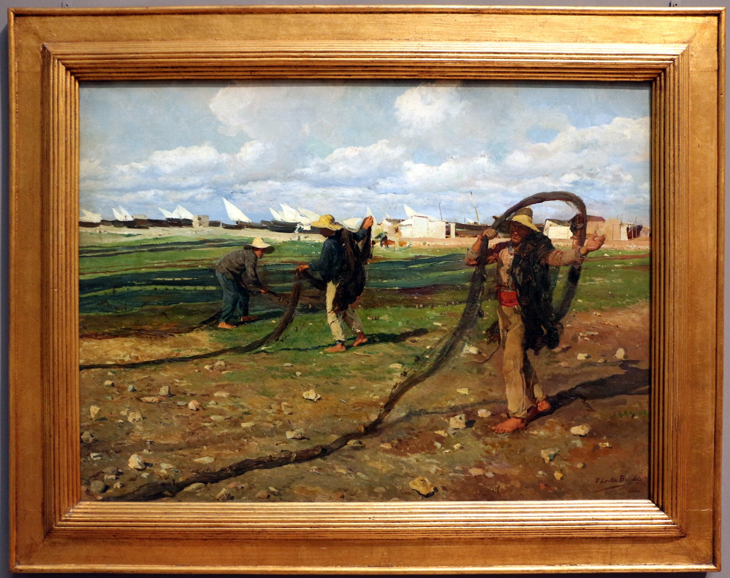 Fiskarna samlar sina nät - Joaquín Sorolla