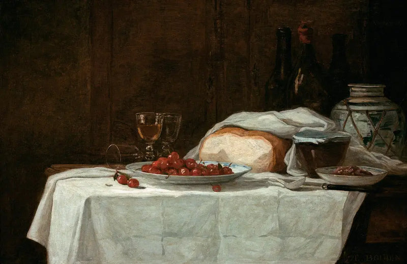 Stilleben med körsbär - Eugène Boudin