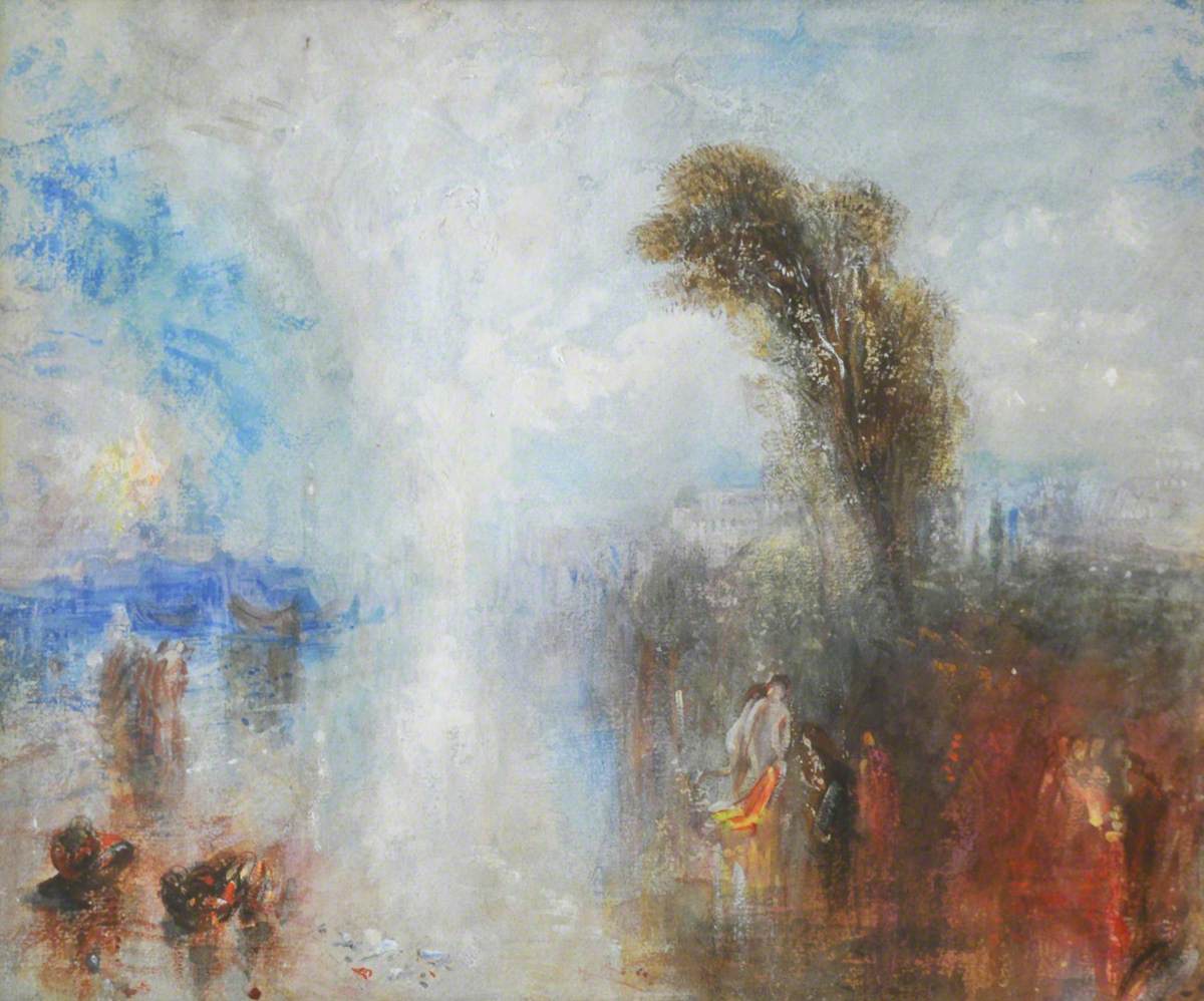 Neapolitanska fiskartjejer överraskade när de badar i månljus - J. M. W. Turner