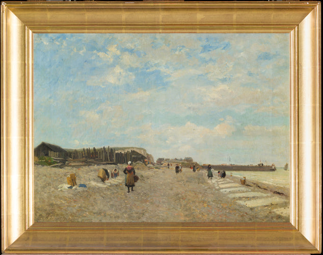 Normander som hänger tvätt på en strand - Eugène Boudin