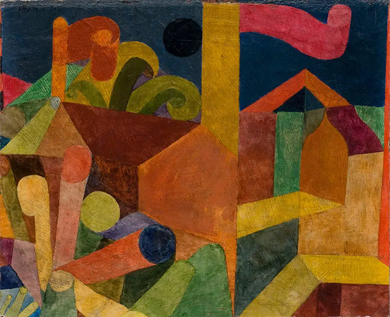 Landskap med flaggor; Hus med flaggor - Paul Klee