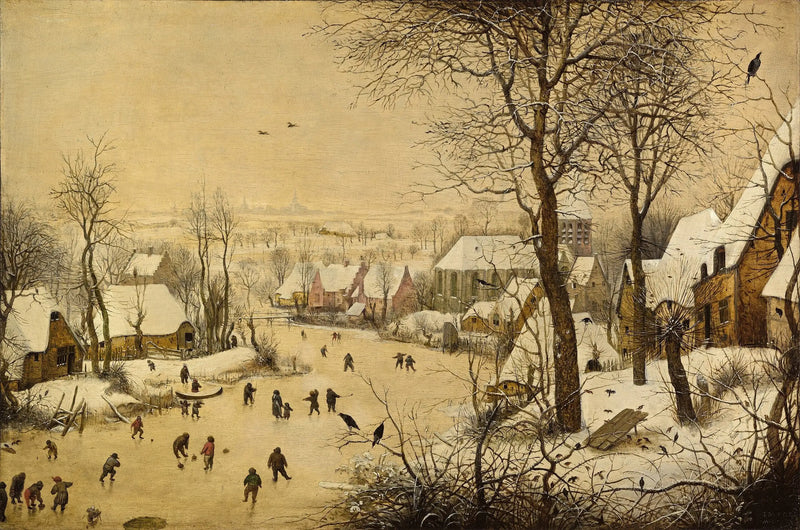 Vinterlandskap med skridskoåkare och fågelfälla - Pieter Brueghel den äldre