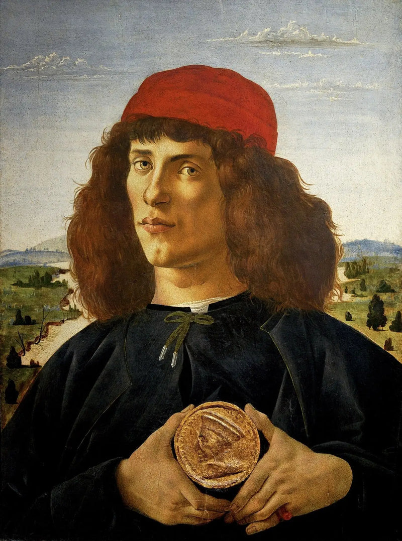 Porträtt av en man med medalj av Cosme den äldre - Sandro Botticelli