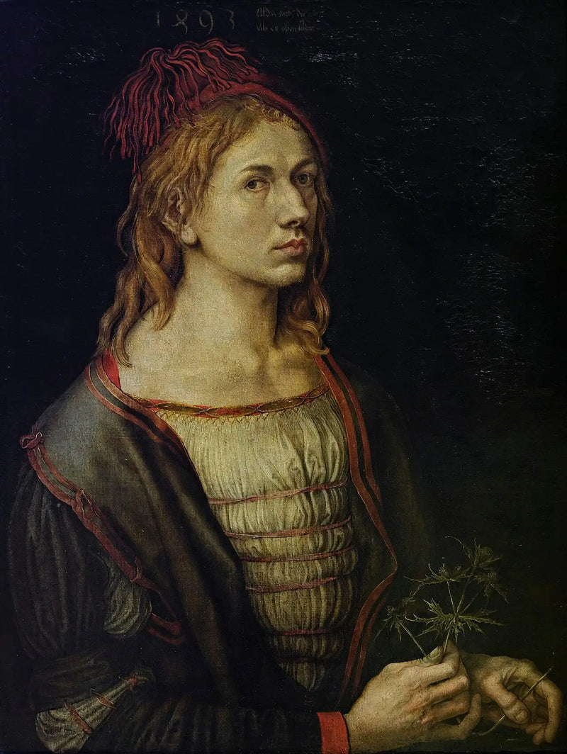 Porträtt av den hyresgästande konstnären en tistel - Albrecht Dürer