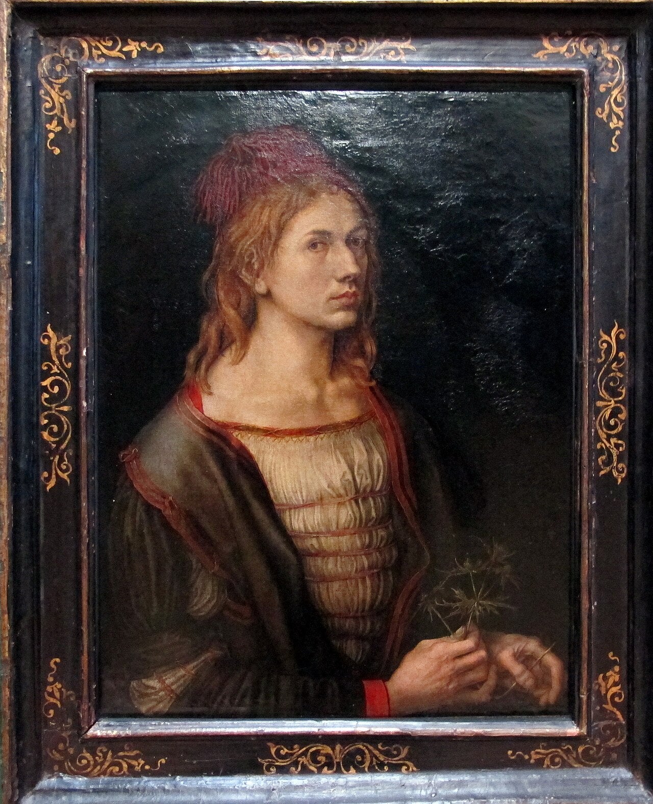Porträtt av den hyresgästande konstnären en tistel - Albrecht Dürer