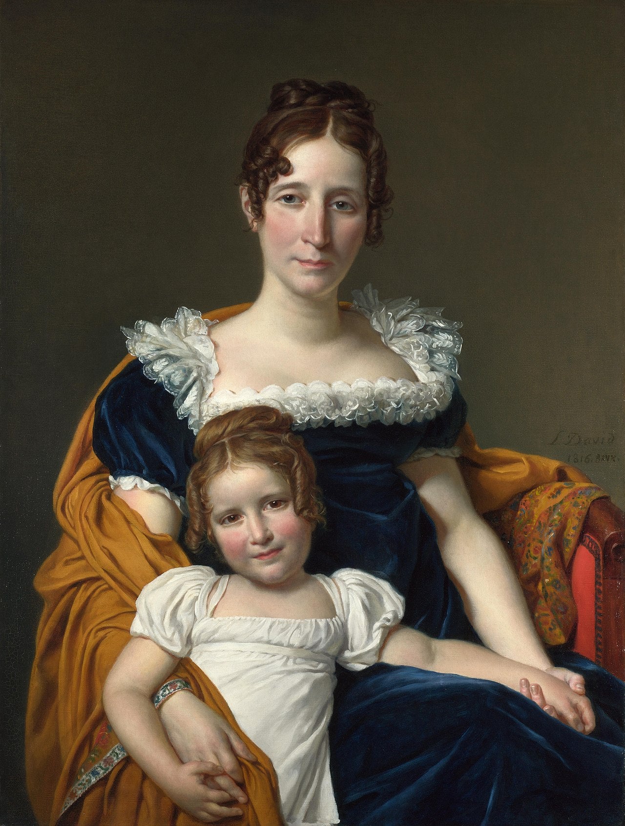 Reproduction du tableau « Portrait de la Comtesse Vilain XIIII et de sa fille Louise - Jacques-Louis David » par Alpha Reproduction en peinture à l’huile
