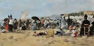 På stranden i Trouville - Eugène Boudin