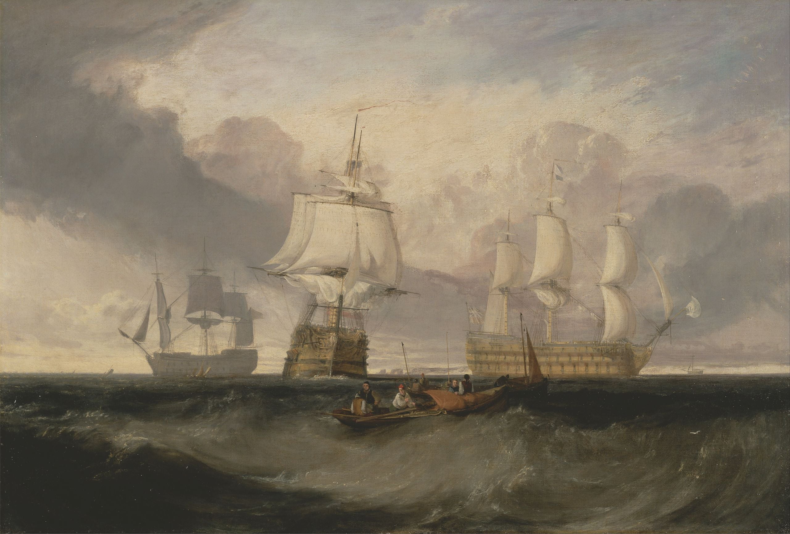 Segern återvänder från Trafalgar, i tre positioner - J. M. W. Turner