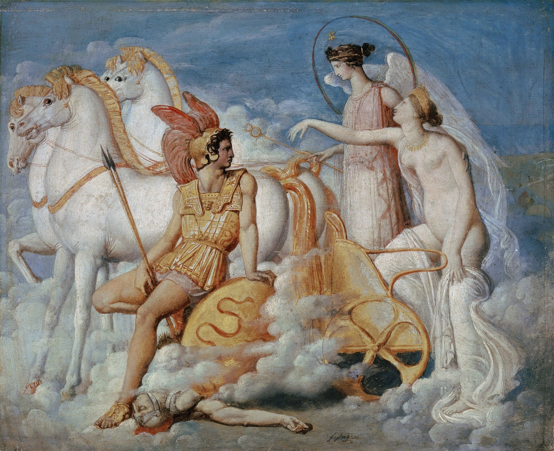 Venus, sårad av Diomedes, återvänder till Olympen - Jean-Auguste-Dominique Ingres