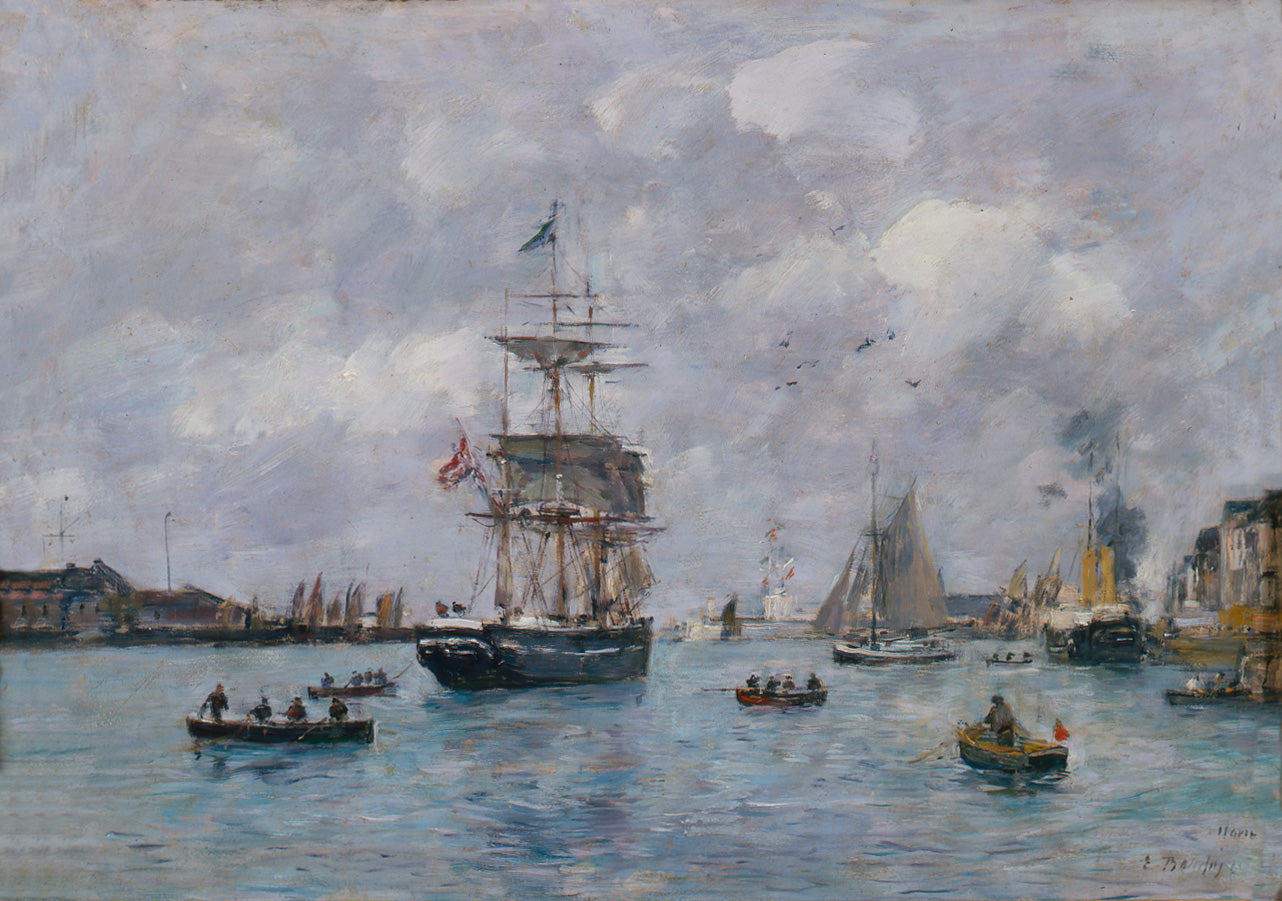 Reproduction du tableau « Vue du port du Havre - Eugène Boudin » par Alpha Reproduction en peinture à l’huile