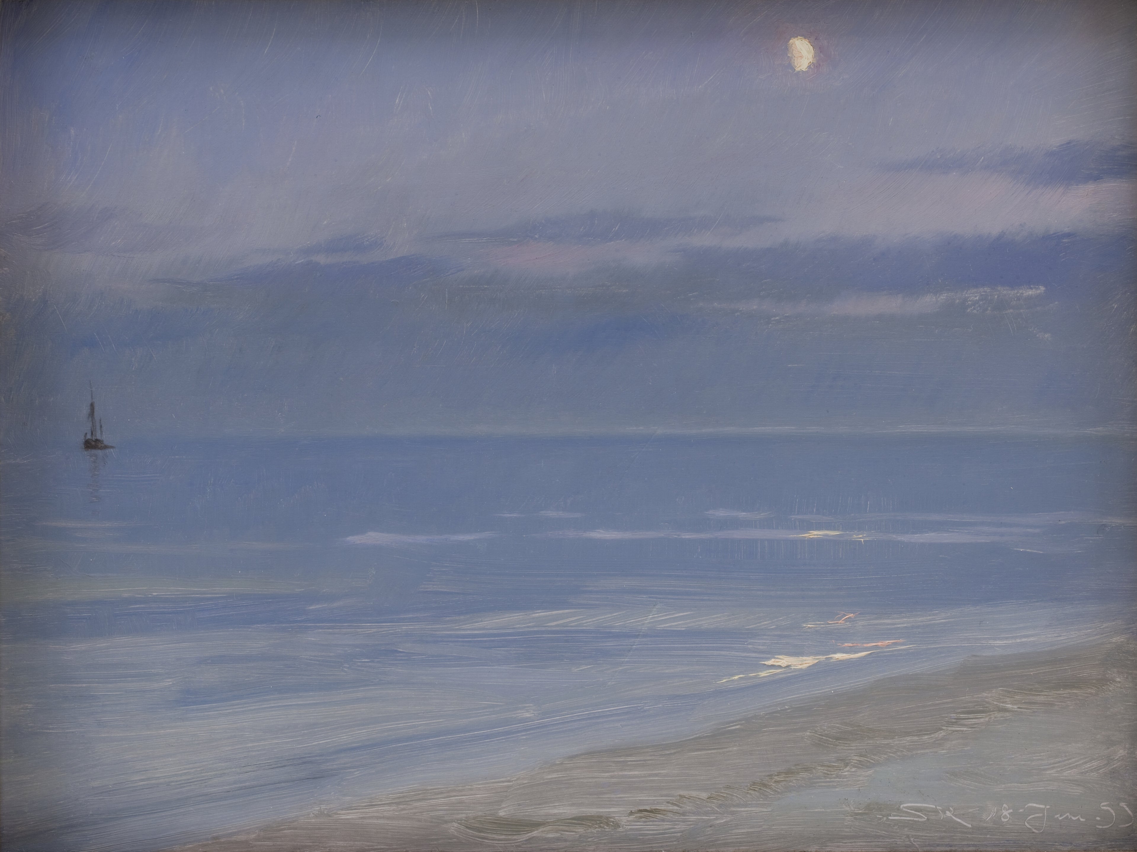 Skagens strand i månsken - Peder Severin Krøyer