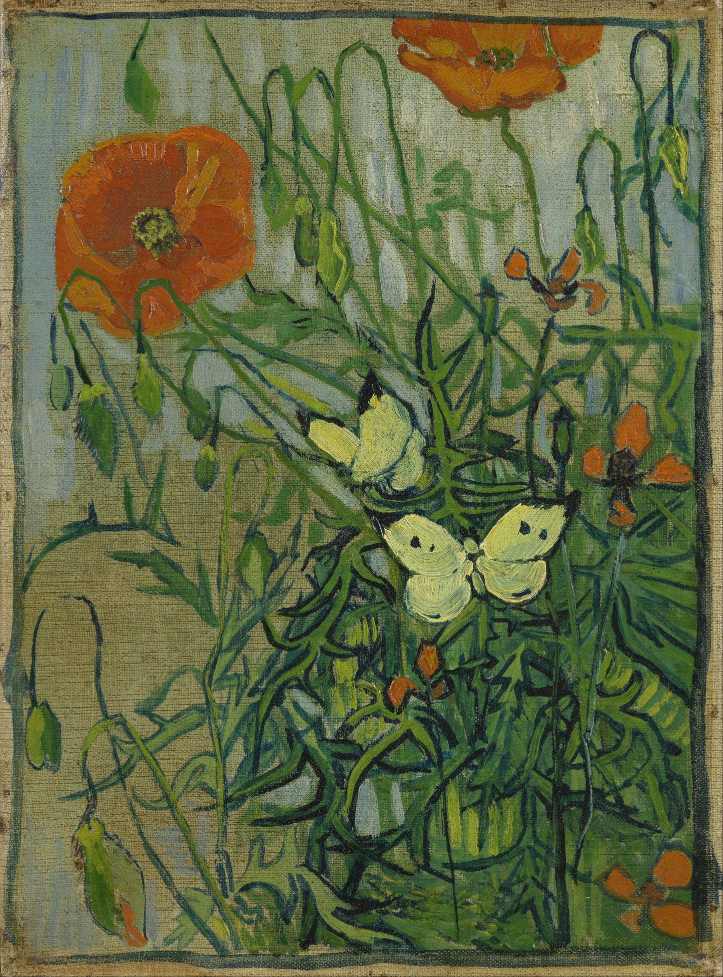 🦋 Fjärilar och vallmo – Vincent van Gogh (1890)