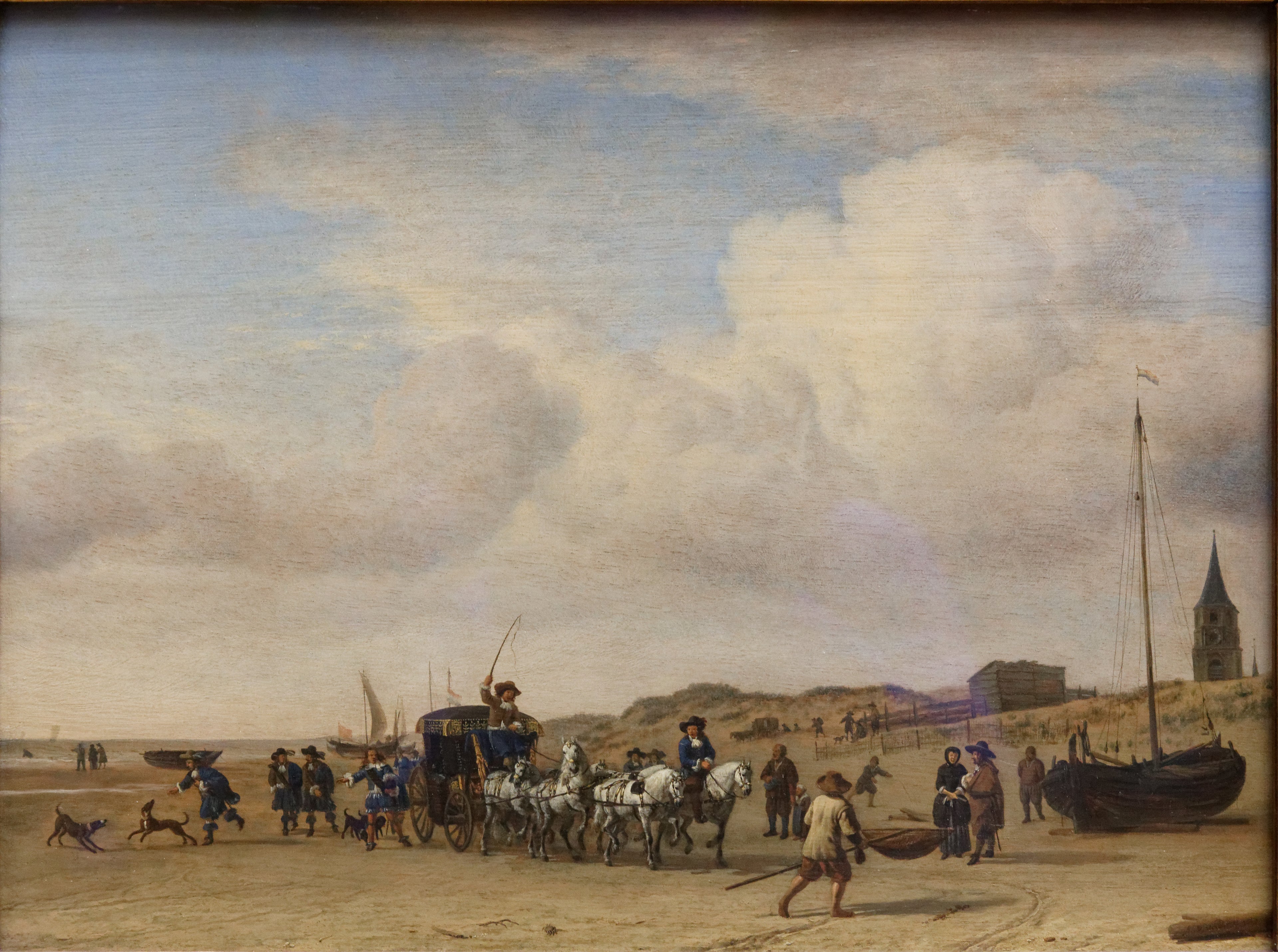 Noble équipage cheminant sur la plage de Scheveningen - Adriaen van de Velde