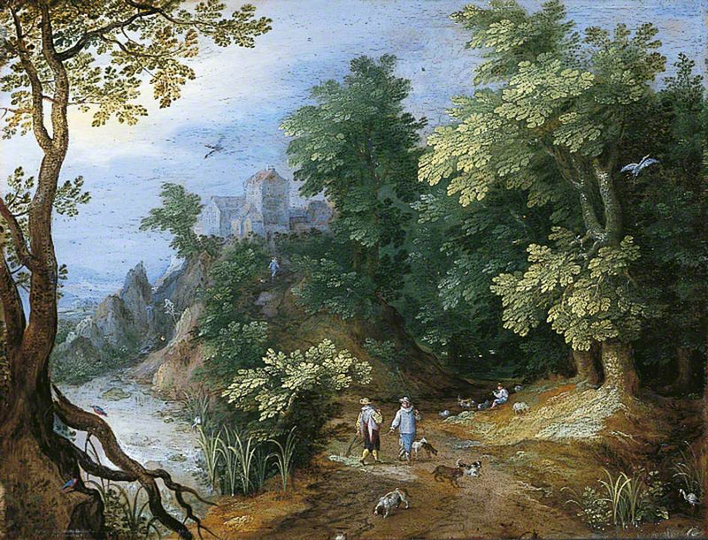 Paysage avec sportifs et chiens - Jan Brueghel l'Ancien