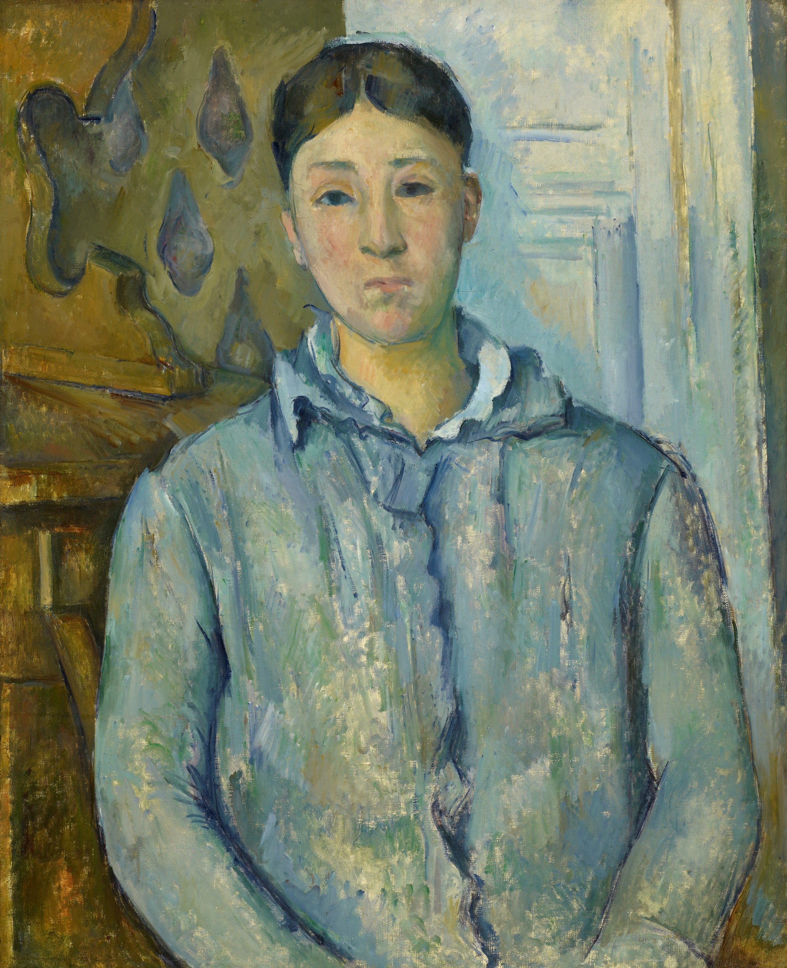 Reproduction du tableau « Madame Cézanne en bleu - Paul Cézanne » par Alpha Reproduction en peinture à l’huile