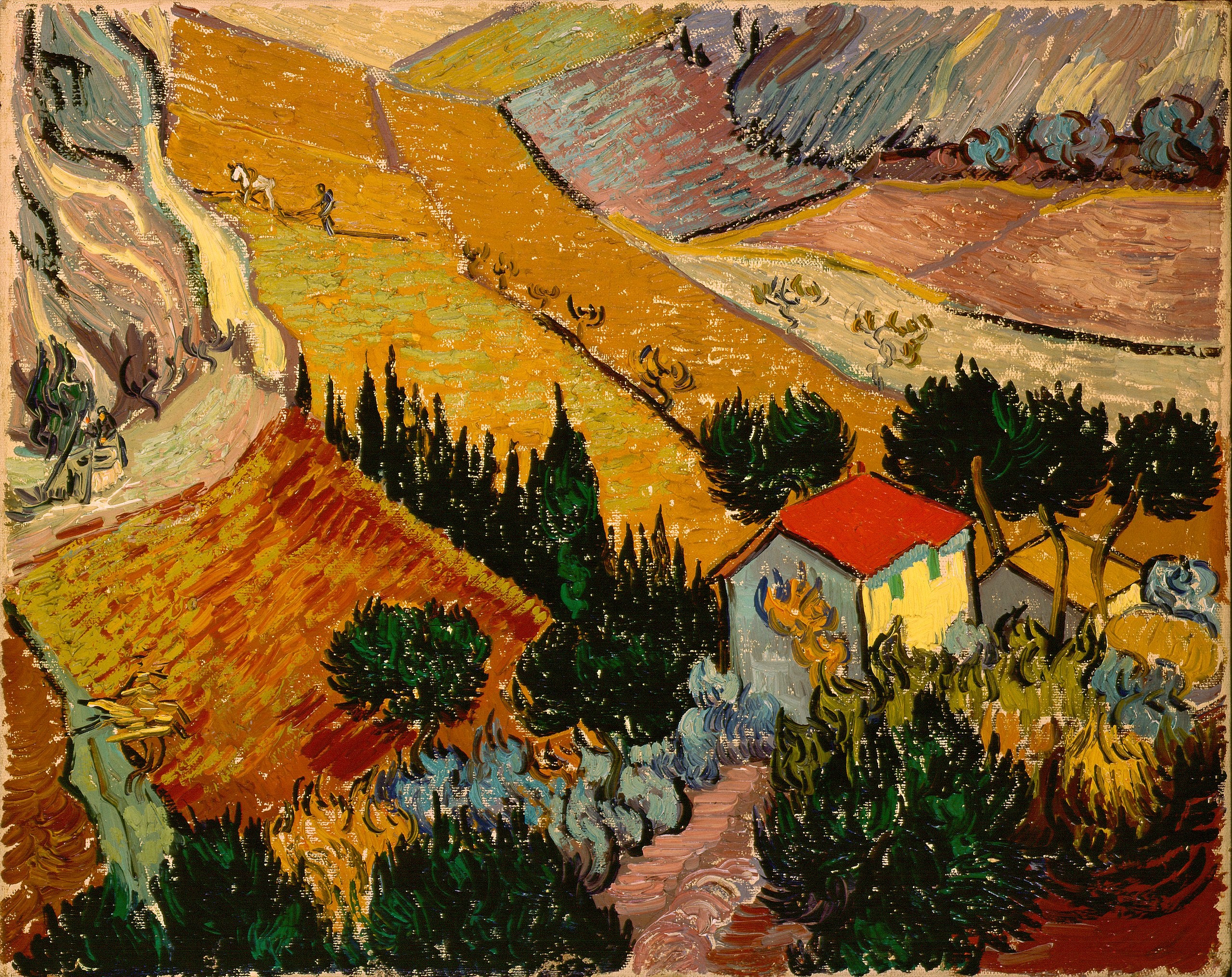 Landskap med ett hus och en arbetare - Vincent van Gogh