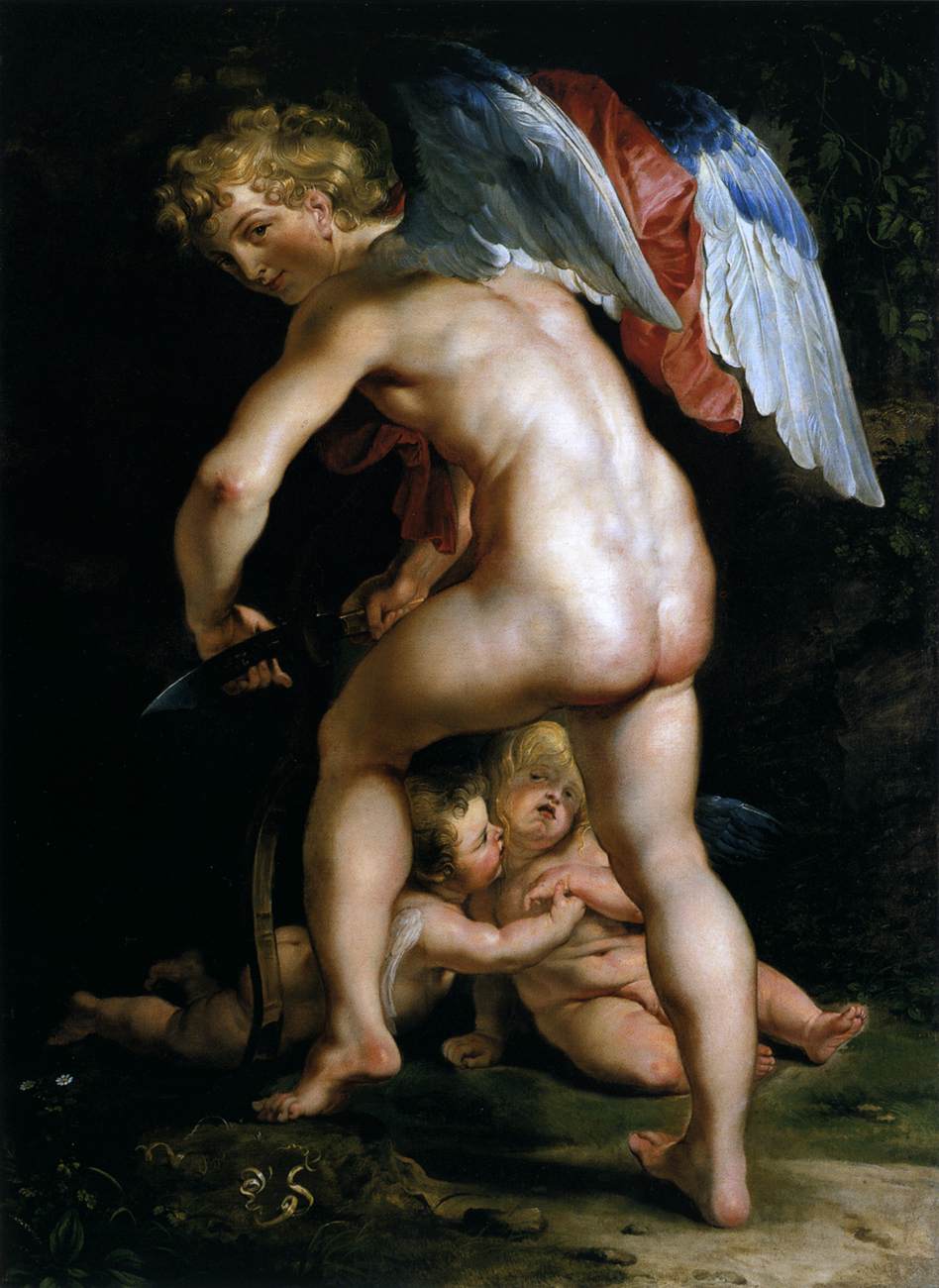 Cupido (Eros) skulpterar bågen - Peter Paul Rubens