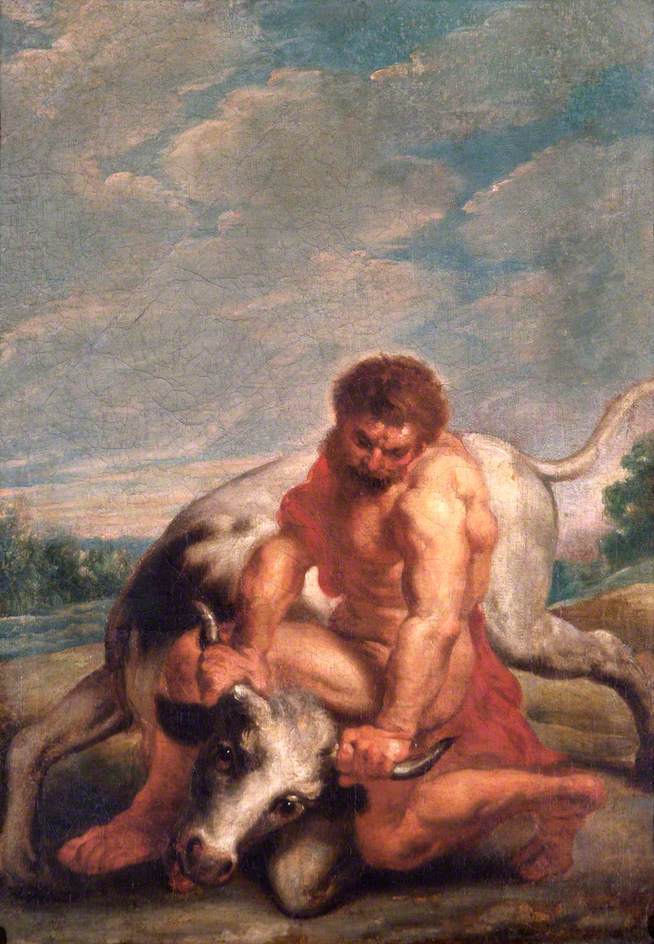 Herkules som kämpar mot Achéloos i form av en tjur - Peter Paul Rubens