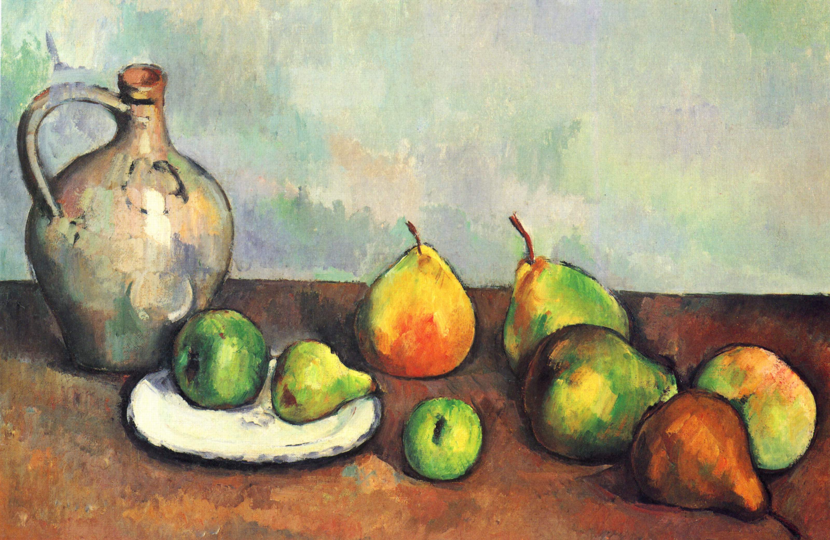 Reproduction du tableau « Pichet et fruits - Paul Cézanne » par Alpha Reproduction en peinture à l’huile