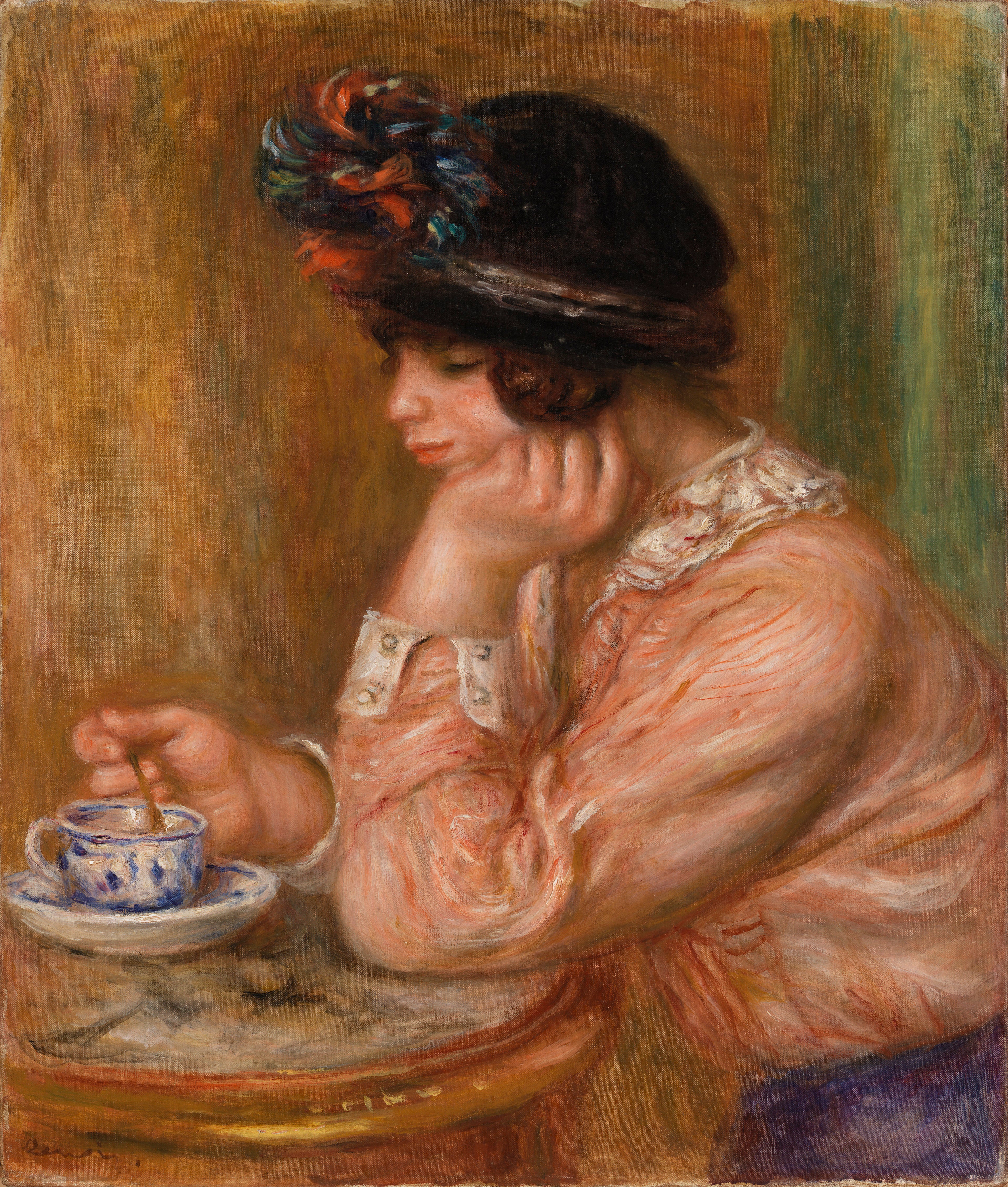 Reproduction du tableau « Tasse de chocolat (La Tasse de chocolat) - Pierre-Auguste Renoir » par Alpha Reproduction en peinture à l’huile