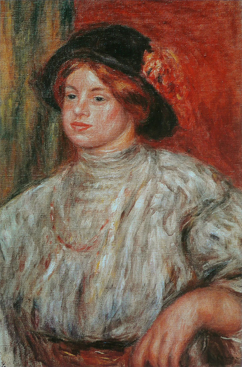 Ung kvinna med hatt - Pierre-Auguste Renoir