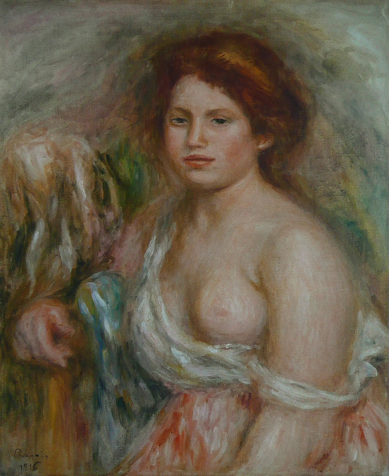 Bystporträtt av modell - Pierre-Auguste Renoir