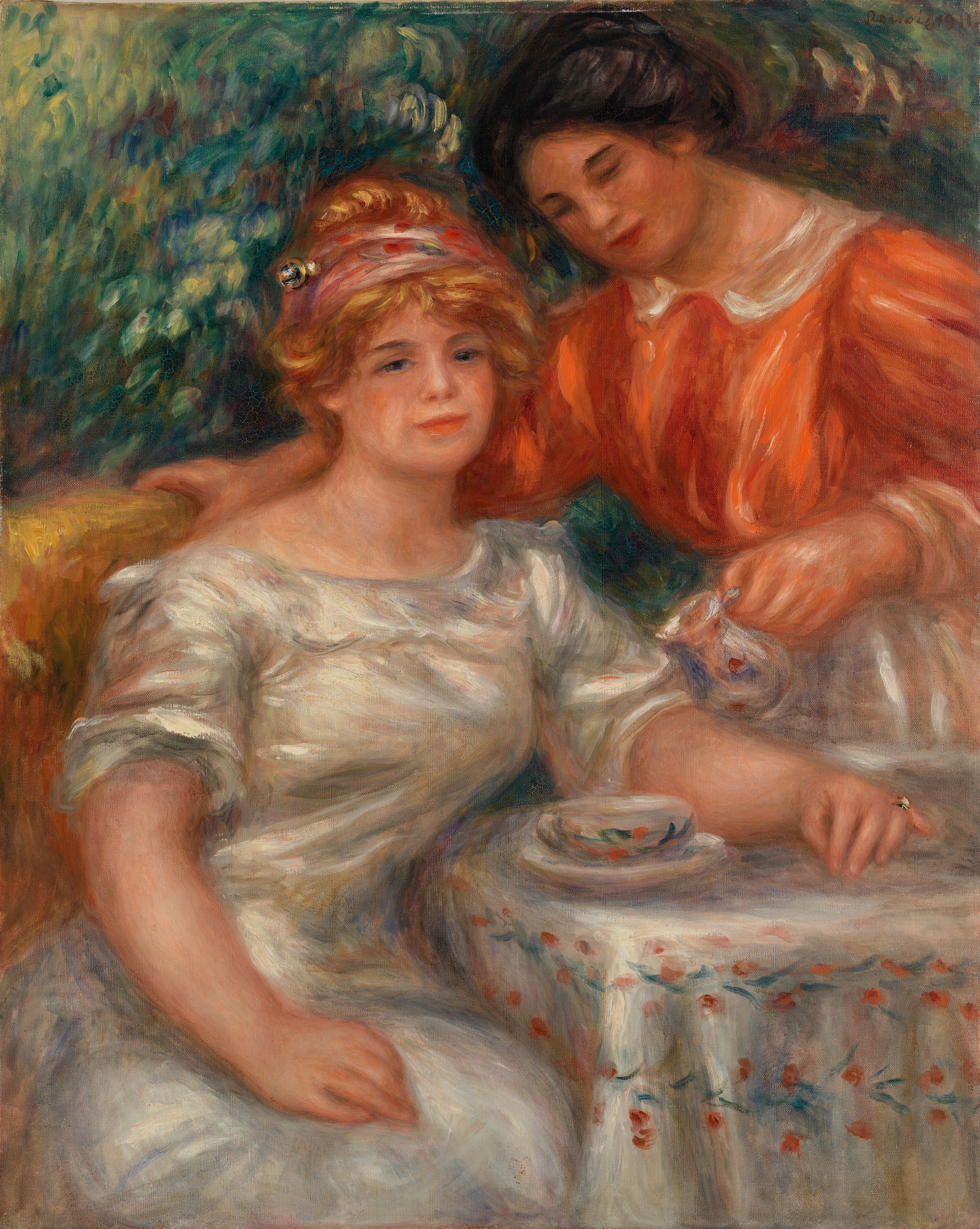Reproduction du tableau « L'heure du thé - Pierre-Auguste Renoir » par Alpha Reproduction en peinture à l’huile