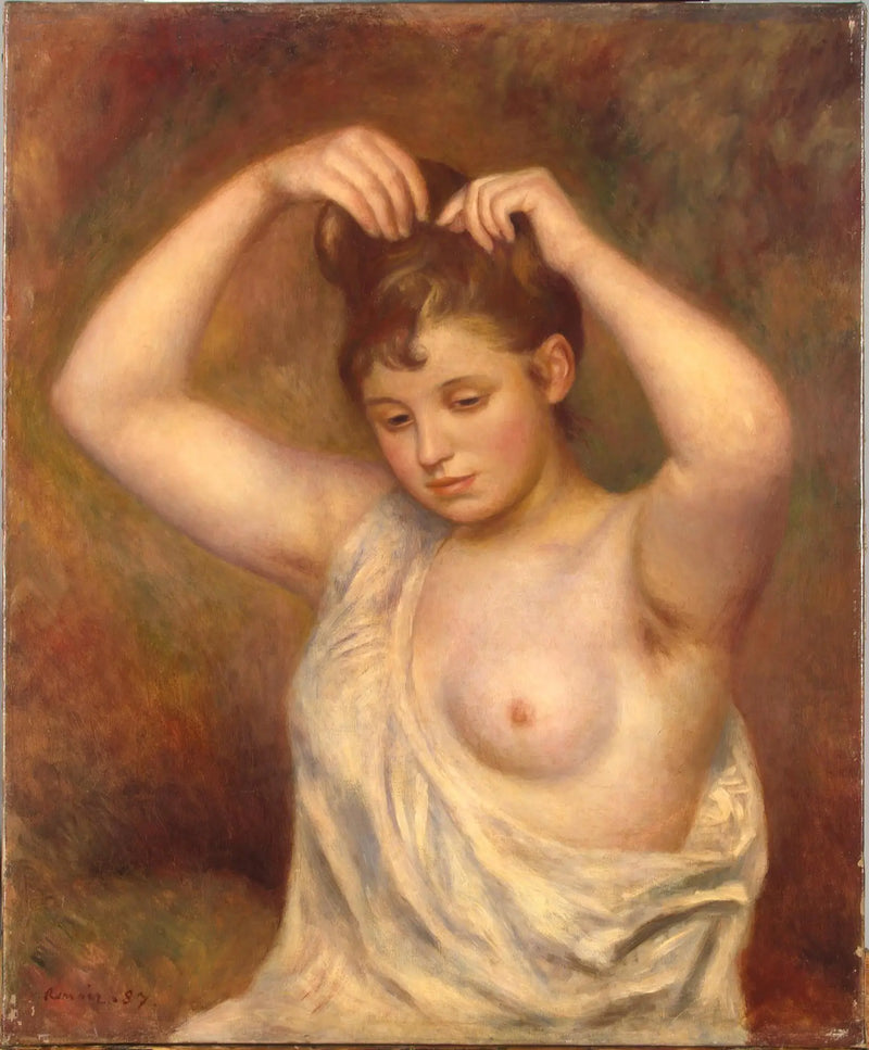 Kvinna som fixar håret - Pierre-Auguste Renoir