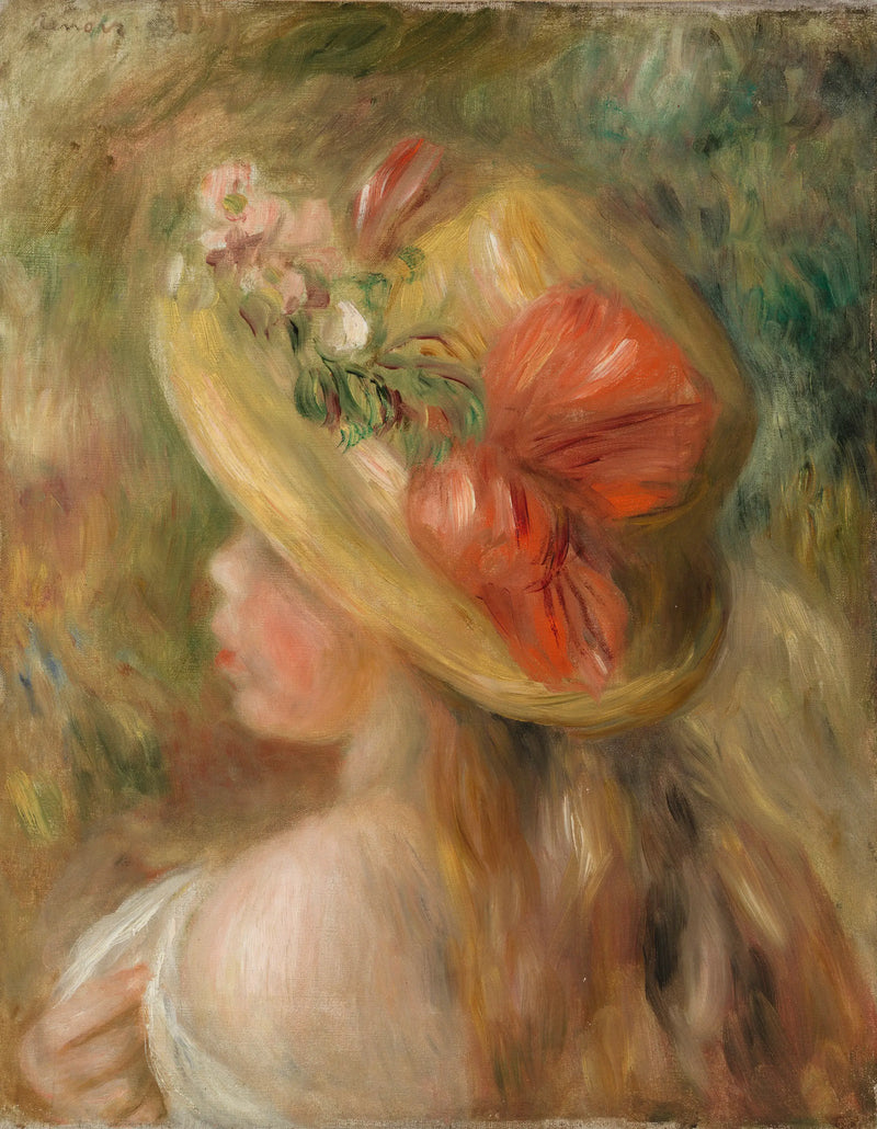 Ung kvinna med hatt (Ung kvinna med hatt) - Pierre-Auguste Renoir
