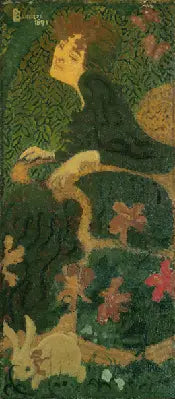 Ung kvinna som sitter med en kanin - Pierre Bonnard